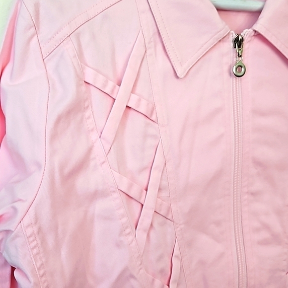 Milli Designs Pink Rhinestone Denim Jacket and Pants Set Medium - Picture 4 of 8